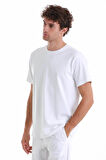 Beyaz Regular Fit Düz Pamuklu Bisiklet Yaka Triko Tişört | 3XL