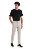 Bej Dinamik Fit Desenli Yandan Cepli Jogger Pantolon | 48
