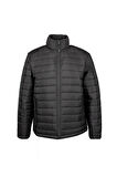 Siyah Regular Fit Hakim Yaka Şişme Mont | XL