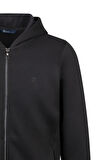 Siyah Regular Fit Pamuklu Tam Fermuarlı Kapüşonlu Sweatshirt | S
