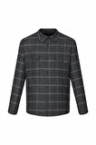 Gri Regular Fit Bebe Yaka Kareli Elyaflı Mont | XL