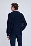 Lacivert Regular Fit Jakarlı Yarım Balıkçı Yaka Sweatshirt | S