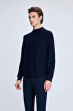 Lacivert Regular Fit Jakarlı Yarım Balıkçı Yaka Sweatshirt | XXL