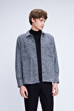 Antrasit Shacket Fit Ceket Yaka Pamuklu Gömlek | S
