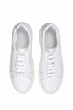 Beyaz Casual Bağcıklı Deri Sneakers | 40