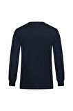 Lacivert Regular Fit Bisiklet Yaka Pamuklu Sweatshirt | S