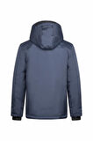 Lacivert Regular Fit Hakim Yaka Kapüşonlu Şişme Mont | L