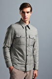 Gri Regular Fit Elyaflı Mont | M