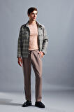 Gri Regular Fit Elyaflı Mont | M