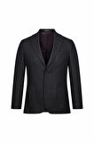 Siyah Comfort Fit Mono Yaka Yünlü Klasik Ceket | 48