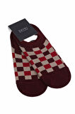 Bordo İkili Pamuklu Kareli Babet Çorap | STD