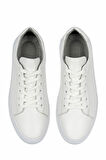 Beyaz Casual Bağcıklı Deri Sneakers | 42