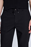 Siyah Dinamik Fit Desenli Yandan Cepli Casual Jogger Pantolon | 34