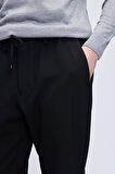 Siyah Rahat Kesim Yandan Cepli Jogger Pantolon | 31