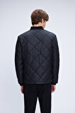 Siyah Dinamik Fit Bomber Yaka Kapitone Mont | S