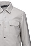 Taş Regular Fit Bebe Yaka 100% Hakiki Deri Mont | L