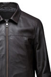 Kahverengi Regular Fit Bebe Yaka 100% Hakiki Deri Mont | M