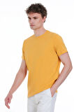 Sarı Regular Fit Bisiklet Yaka Pamuklu Tişört | XL