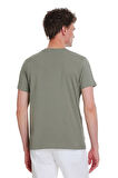 Zeytin Yeşili Regular Fit 100% Pamuk Bisiklet Yaka Tişört | S