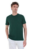 Yeşil Regular Fit 100% Pamuk Bisiklet Yaka Tişört | 3XL