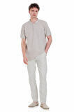 Ekru Regular Fit 100% Pamuk Polo Yaka Tişört | M