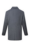 Gri Regular Fit Bebe Yaka Yünlü Kaşe Palto | 3XL