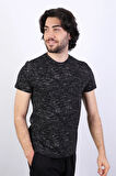 Desenli Erkek Bisiklet Yaka T-shirt