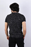Desenli Erkek Bisiklet Yaka T-shirt