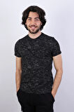Desenli Erkek Bisiklet Yaka T-shirt