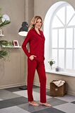 PJS 23523 Kadın Puanlı Düğmeli Pijama Takım