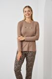 Pjs 24513 Kadın Leopar Desenli Pijama Takım