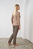 Pjs 24513 Kadın Leopar Desenli Pijama Takım