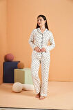 PJS Kadın Beyaz Pijama Takımı 28022 