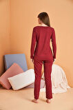 PJS Kadın Bordo Pijama Takımı 28091 