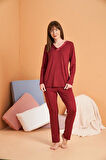 PJS Kadın Bordo Pijama Takımı 28091 
