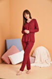 PJS Kadın Bordo Pijama Takımı 28091 