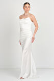 Carmen Kadın Straplez Maxi Boy Abiye Elbise 58565 Beyaz