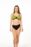 Estiva Kadın Büyük Beden Toparlayıcı Luplu Kare Desenli Bikini