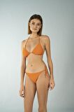 Estiva Parlak Üçgen İpli Bikini Takımı - Turuncu