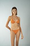 Estiva Parlak Üçgen İpli Bikini Takımı - Turuncu