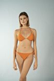 Estiva Parlak Üçgen İpli Bikini Takımı - Turuncu