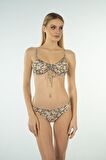 Estiva Desenli Büzgülü Balenli Bikini Takımı - Çiçek