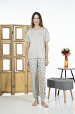 Estiva Kadın Puantiyeli Soft Kumaş Yazlık Pijama Takımı - Gri