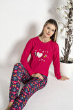 Kadın Kışlık Kalp Desenli Termal Pijama Takımı