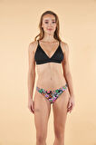 Estiva Geniş Bantlı Toparlayıcı Üçgen Bikini Takımı - Siyah Çiçek