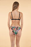 Estiva Geniş Bantlı Toparlayıcı Üçgen Bikini Takımı - Siyah Çiçek