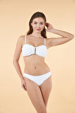 Estiva Tokalı Straplez Bikini Takımı - Beyaz