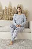 Kadın Yazlık Desenli Kısa Kollu Viskon Battal Pijama Takımı