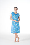 Kadın Yazlık Desenli Kısa Kollu Lycra Viskon Günlük Elbise