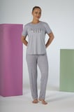 Estiva Kadın Puantiye Alt Desenli Kısa Kollu Soft Pijama Takımı